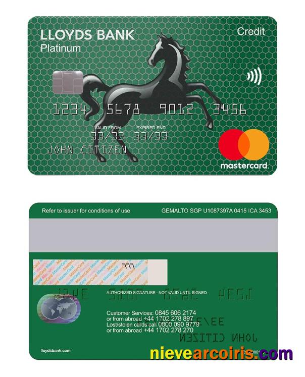 UK Lloyds Credit Card MASTERCARD